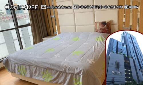 This 2-bedroom condo near BTS Nana is available on a high floor at Hyde Sukhumvit 13 luxury condominium