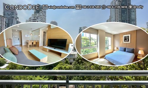 This 2-bedroom condo is located in a quiet area on Sukhumvit 61 and is available now at a reasonable price in The Bangkok Sukhumvit 61 condominium near BTS Ekkamai in Bangkok CBD
