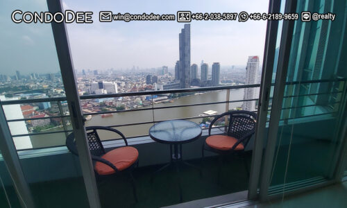 This Bangkok penthouse with a river view is a luxury property located on the top floor of the Baan Sathorn Chaopraya condominium in Khlong San near the Taksin Bridge