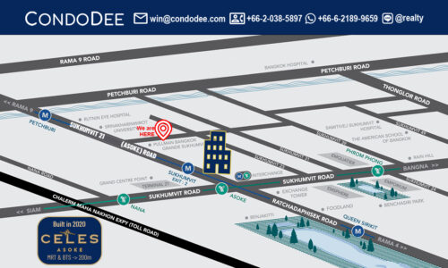 Celes Asoke Sukhumvit 21 luxury Bangkok condo for sale near Sukhumvit MRT and near Asoke BTS is the most recent luxury residential project located in the heart of Bangkok’s happening quarter, designed to enliven the needs of young and restless hyperactive urbanities living life in the fast lane