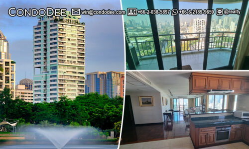 This condo with a park view is located on Sukhumvit 8 and is available now in a popular Lake Green condominium near BTS Nana and Banjakitti Park