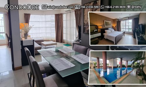 This condo in Sukhumvit 18 with 2 bedrooms is available on a mid-floor at a popular CitiSmart condominium located near BTS Asoke in Bangkok CBD
