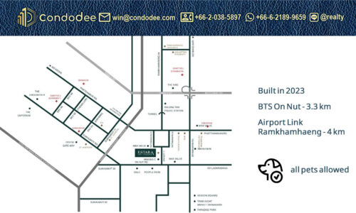 Exterior view of Estara Haven Pattanakarn 20 luxury townhome in Suan Luang Bangkok | ภาพด้านนอกทาวน์โฮมหรู โครงการ เอสทารา ฮาเว่น พัฒนาการ 20 สวนหลวง กรุงเทพฯ