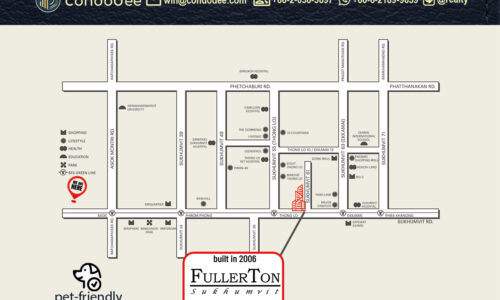 map Fullerton Sukhumvit luxury pet-friendly condo building exterior view near BTS Thonglor Ekkamai | ภาพภายนอกอาคาร ฟูลเลอตัน สุขุมวิท คอนโดหรูเลี้ยงสัตว์ได้ ใกล้ BTS ทองหล่อ เอกมัย