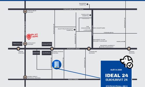 Ideal 24 Sukhumvit 24 luxury pet-friendly condo for sale in Bangkok is a high-rise luxury condominium project located only a short walk from BTS Phrom Phong and Emporium shopping center.