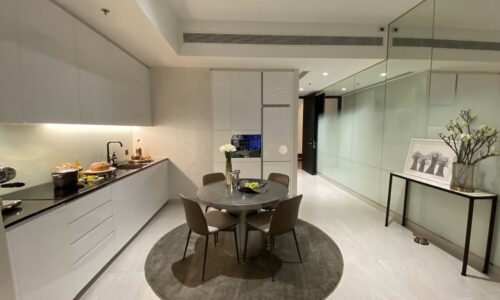 This luxury 2-bedroom condo in Sathorn is a new property available now at a promotional price in Tait Sathorn 12 condominium that is almost completed and will be launched in Q3 2023