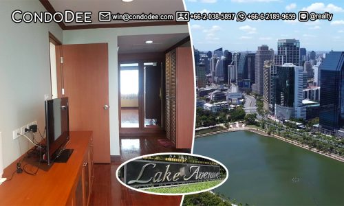 This large 1-bedroom condo near Asoke BTS on a mid-floor with an unblocked view is available at Lake Avenue Sukhumvit 16 condominium in Bangkok CBD