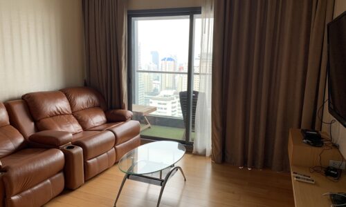 A 2-bedroom Bangkok condo for sale near BTS Nana is available on a high floor at Hyde Sukhumvit 13 luxury condominium