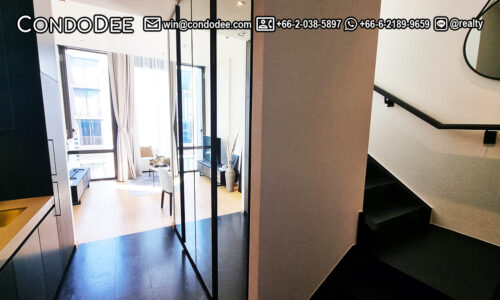 This luxury 1-bedroom duplex near BTS Chidlom is available now in a new 28 Chidlom condominium in Bangkok CBD