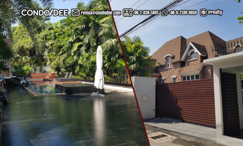 A luxury Bangkok house for sale in Sukhumvit 71 is incredibly functional with 1 master bedroom, 5 private rooms, and 2 guestrooms with 2 huge living areas and a lap pool, with guest rooms downstairs to the underground floor.
