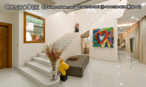 This luxury Bangkok villa features exceptional quality of construction and materials and is located on Soi Sukhumvit 101 near True Digital Park and Phunawiti BTS Station. It is available now for sale exclusively by CondoDee for serious inquiries only, please.