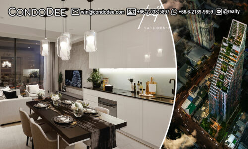 This luxury large condo in Sathorn is a new property available now at a promotional price in Tait Sathorn 12 condominium that is almost completed and will be launched in Q3 2023.