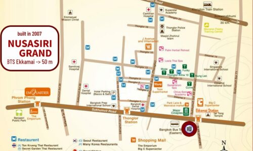 Nusasiri Grand Sukhumvit 42 Ekkamai condo for sale in Bangkok CBD was developed in 2007 by Nusasiri PCL.