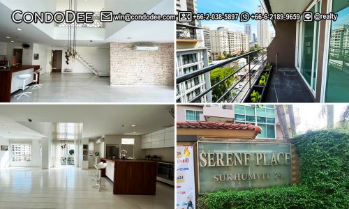 This penthouse duplex is a unique condo located near Benjasiri Park in Serene Place Sukhumvit 24 quite and well-managed condominium  near BTS Phrom Phong in Bangkok CBD