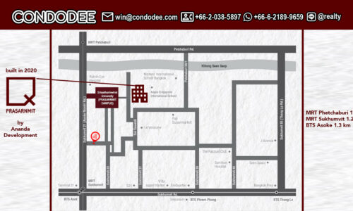 Q Prasarnmit condo for sale on Sukhumvit 31 near Srinakharinwirot University is a luxury real estate in Prasarnmit that was built by Ananda Development PCL in 2020 and comprises a single building with 76 units on 7 floors