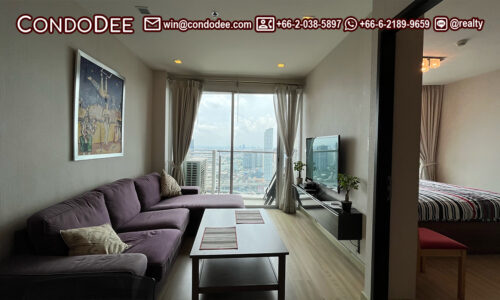 This Sukhumvit condo features a river view from a very high floor at popular Sky Walk Residence just next to Phra Khaning BTS station