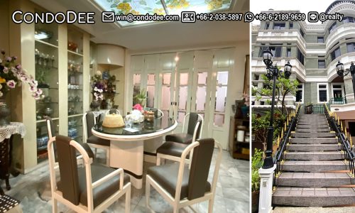 This townhouse for sale is located on Sukhumvit 31 in the Chicha Castle secured compound near Srinakharinwirot University in Bangkok CBD