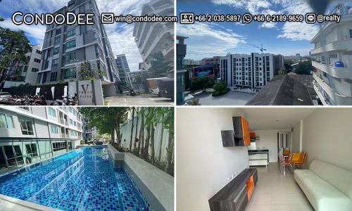 This cheap Bangkok condo near BTS Bearing (THE BEST DEAL) with a pool view is available for sale in Voque Place Sukhumvit 107