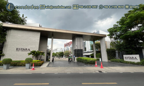 Exterior view of Estara Haven Pattanakarn 20 luxury townhome in Suan Luang Bangkok | ภาพด้านนอกทาวน์โฮมหรู โครงการ เอสทารา ฮาเว่น พัฒนาการ 20 สวนหลวง กรุงเทพฯ