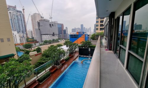 Bangkok condo with a Pool View for sale with 2 bedrooms on a low floor is available now in Bright Sukhumvit 24