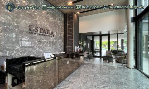 Exterior view of Estara Haven Pattanakarn 20 luxury townhome in Suan Luang Bangkok | ภาพด้านนอกทาวน์โฮมหรู โครงการ เอสทารา ฮาเว่น พัฒนาการ 20 สวนหลวง กรุงเทพฯ