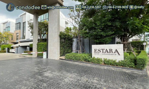 Exterior view of Estara Haven Pattanakarn 20 luxury townhome in Suan Luang Bangkok | ภาพด้านนอกทาวน์โฮมหรู โครงการ เอสทารา ฮาเว่น พัฒนาการ 20 สวนหลวง กรุงเทพฯ
