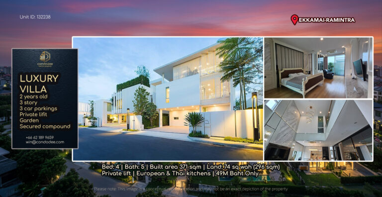 Luxury villa exterior view with modern design | ภาพภายนอกบ้านหรูดีไซน์โมเดิร์น