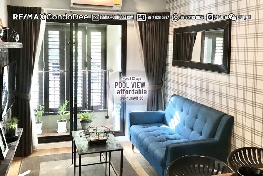 Bangkok apartment with pool view for sale - 1-bedroom - low floor - Condolette Dwell Sukhumvit 26